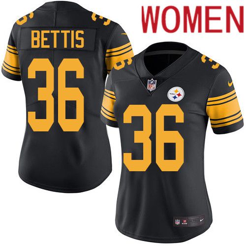Women Pittsburgh Steelers 36 Jerome Bettis Nike Black Vapor Limited Rush NFL Jersey